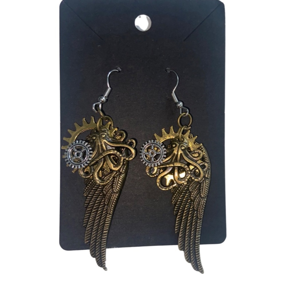 Steampunk metal wings earrings